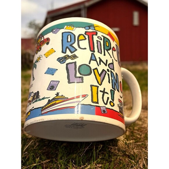 Vintage Coffee Mug Retired and Loving It Bright Humor 1995 Trisar Retirement - Picture 8 of 9